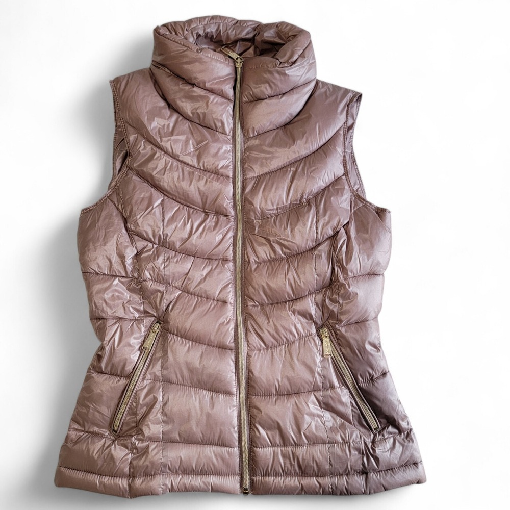 Calvin Klein Puffer Vest Women's XS‎ Lightweight Cream Champagne Chic Outerwear